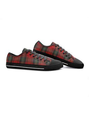 Red Tartan Shoes Scottish Canvas Unisex Low Top Canvas Shoes Plaid Shoes